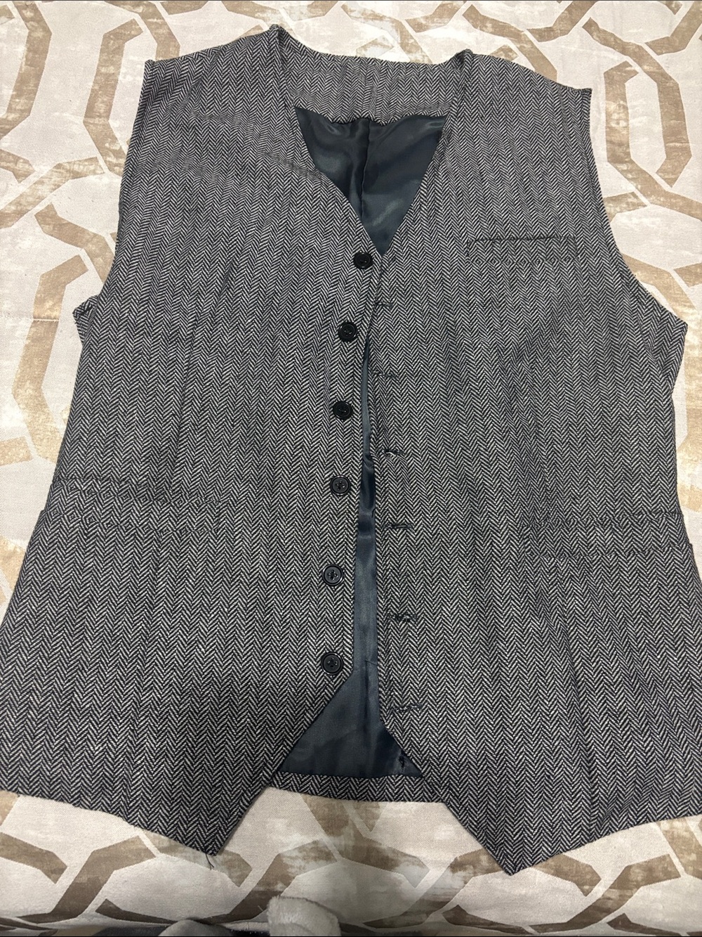 Men's Herringbone Gray Waistcoat Vest - Classic Tailored Layer